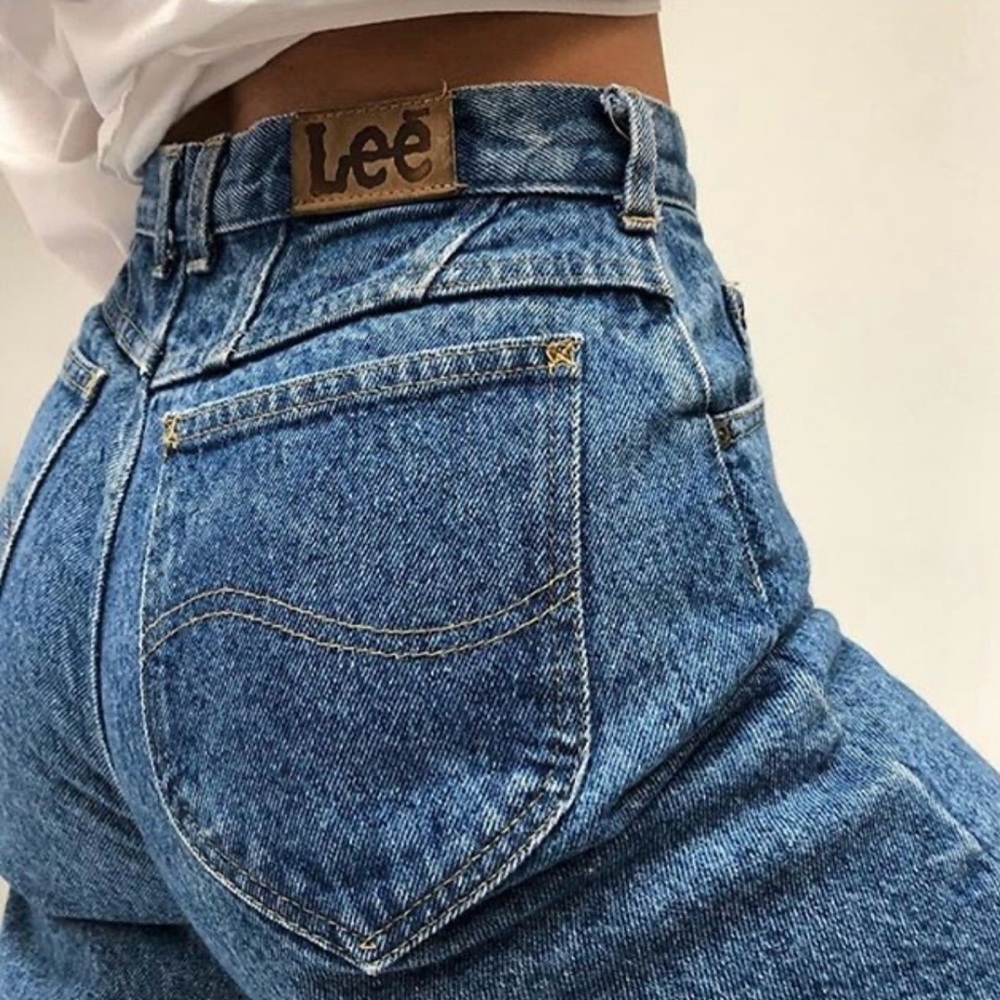 Vintage 90s Lee High Waist Tapered Mom Blue Jeans 100% Cotton Sz 10 M 26” Waist